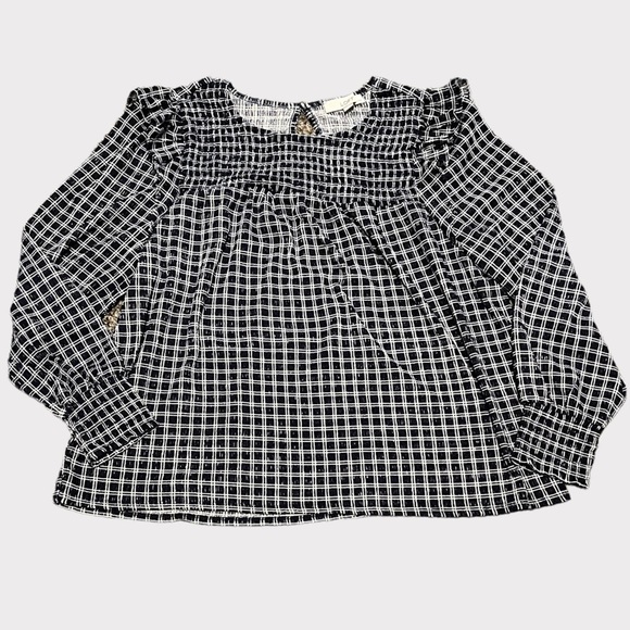 LOFT Tops - 𝅺NWOT LOFT WOMENS Grandma Ruffles Plaid Flowy Cottagecore Keyhole Petite Size XL